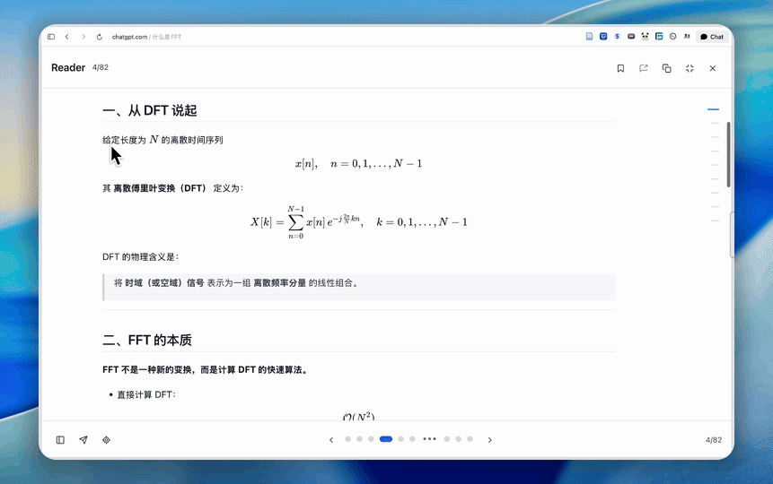 AI-MarkDone Reader copying a selected ChatGPT passage as Markdown
